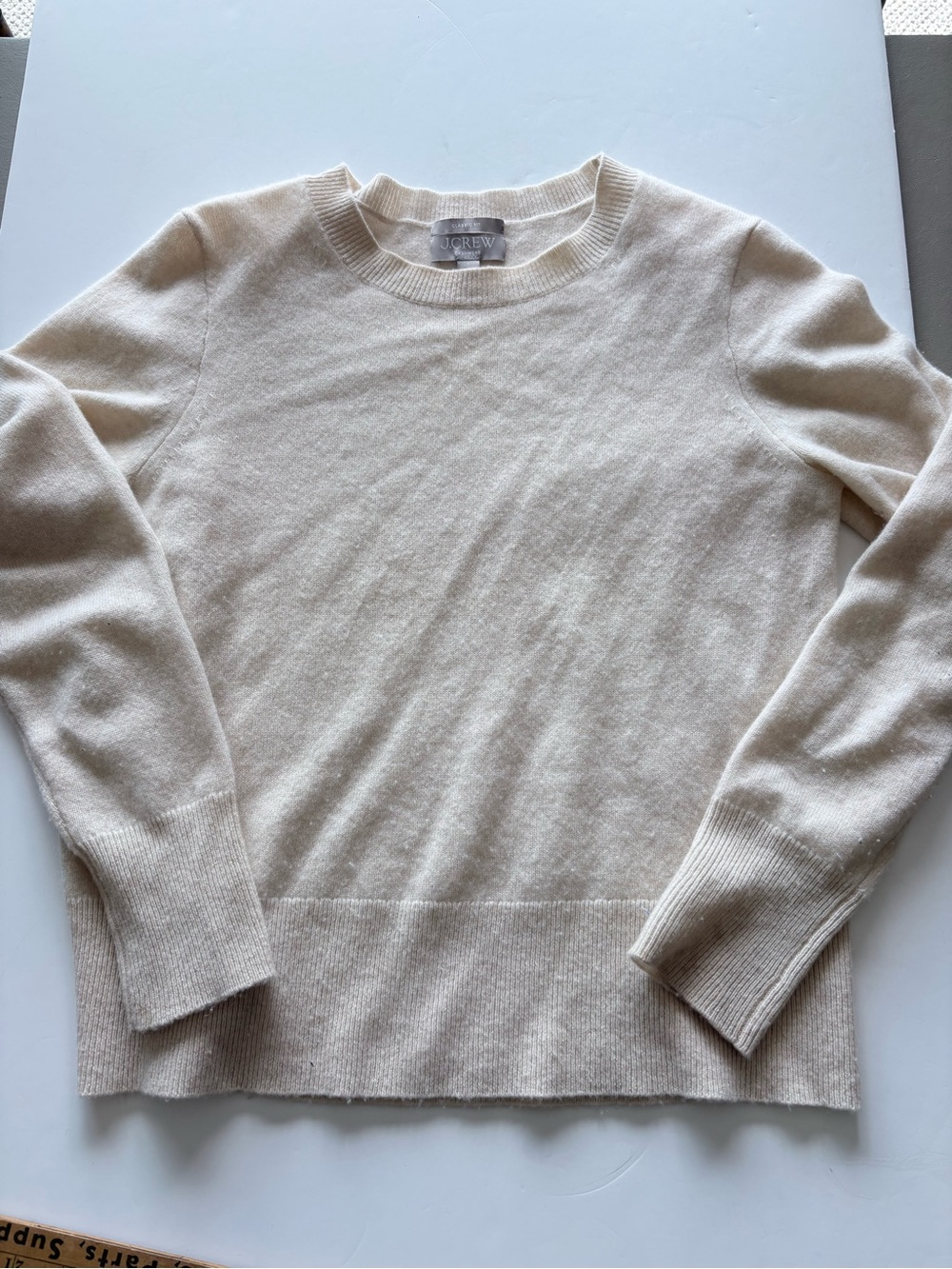 J. Crew Cream Crewneck Cashmere-Blend Sweater F78